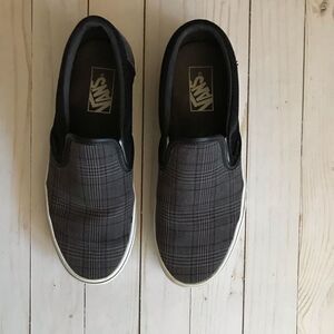 Vans Classic Slip on Gray plaid Women’s 9 Men’s 7.5 Sneakers
